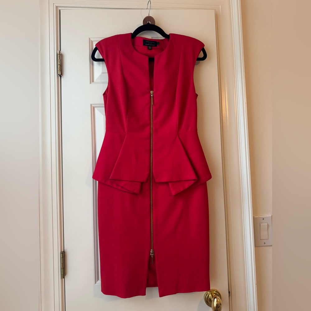 Ted Baker Vibrant Red Classic Peplum Dress